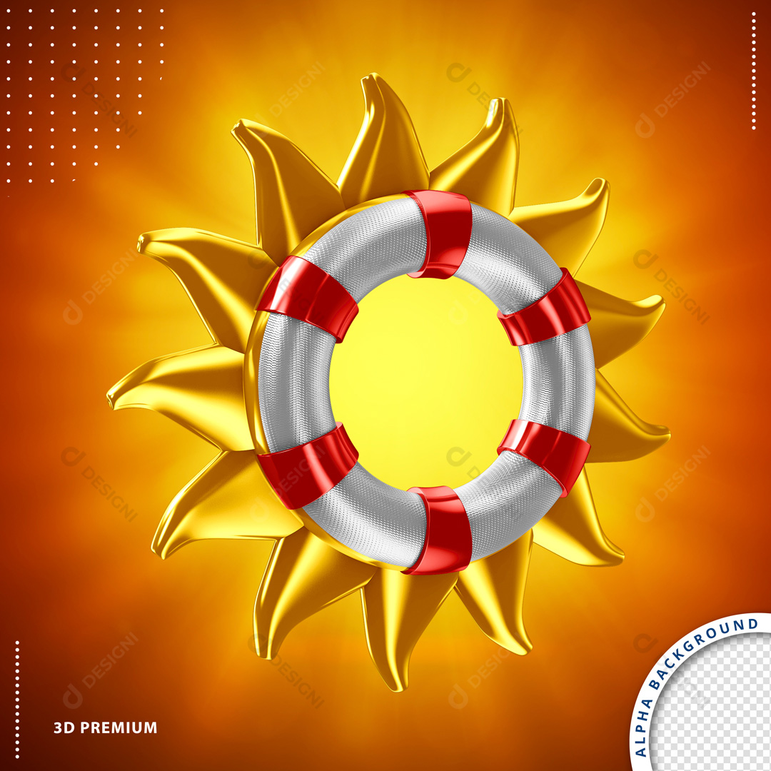 Boia Salva Vidas Verão Sol Praia Elemento 3D Para Composição