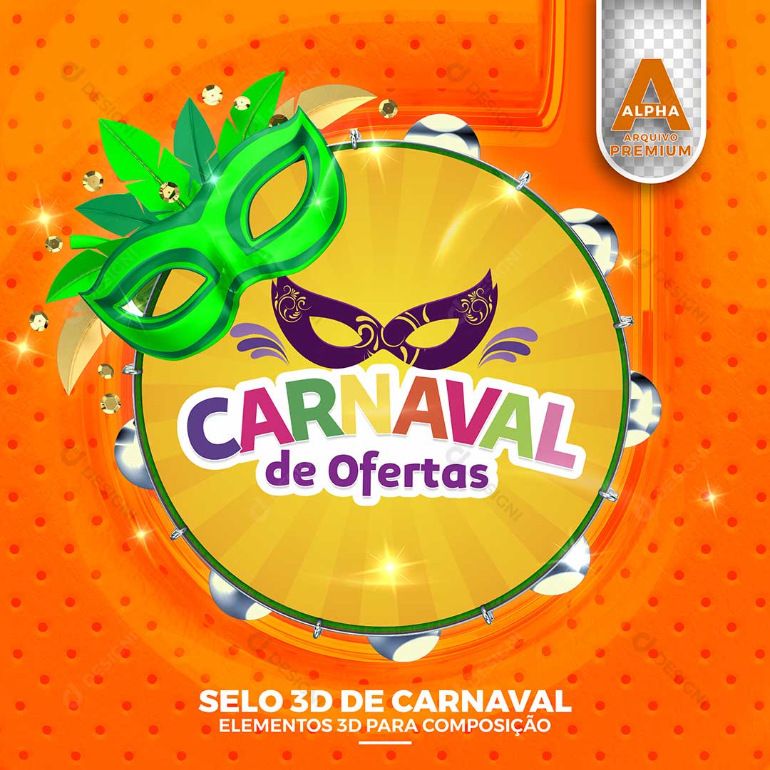 Carnaval de Ofertas Selo 3D Imagem Editável PSD