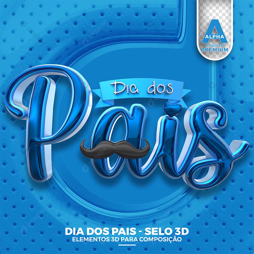 Dia dos Pais Selo 3D PNG Transparente