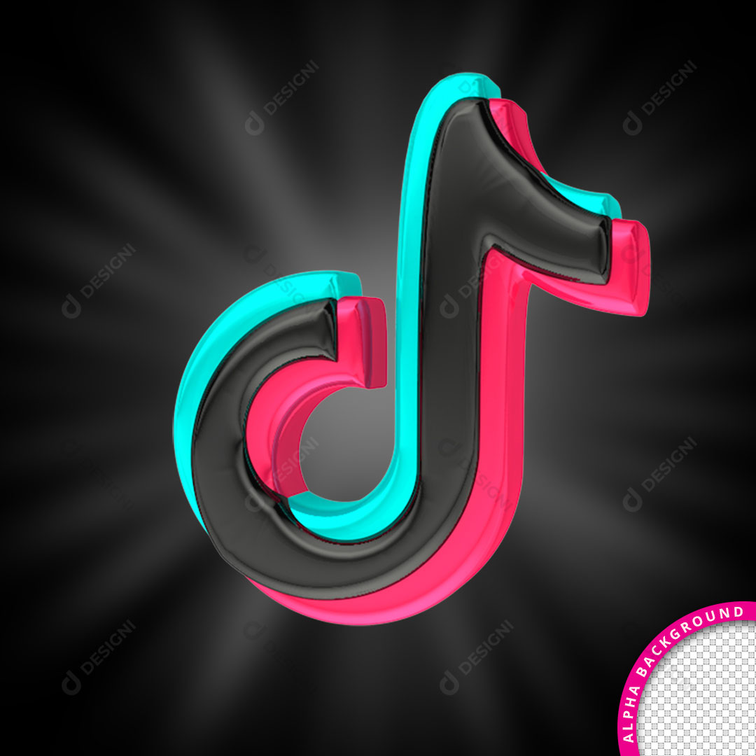 Tiktok Ícone 3D PNG Transparente