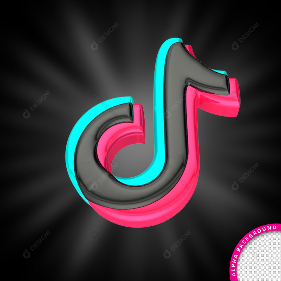 Tiktok Ícone 3D PNG Transparente