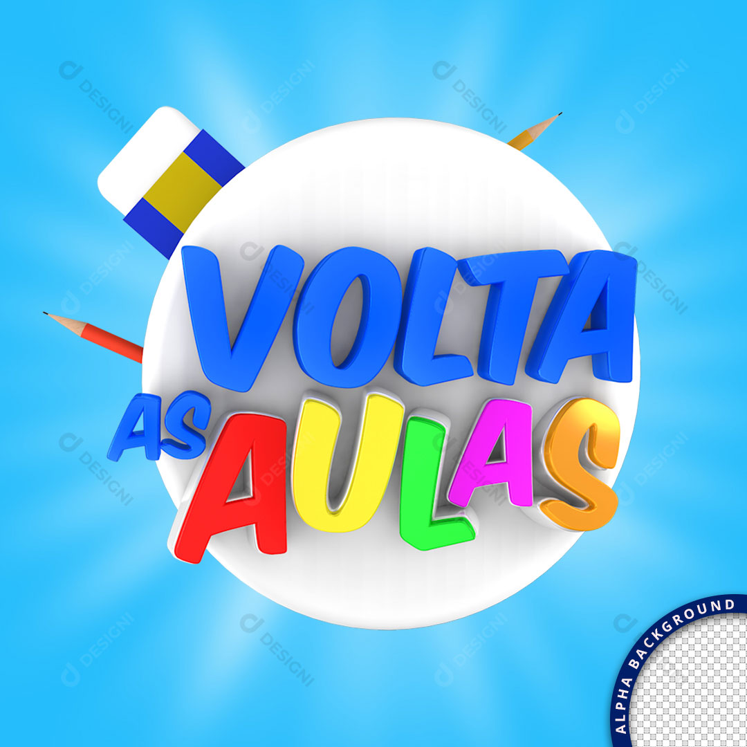 Volta as Aulas Selo 3D PNG Transparente