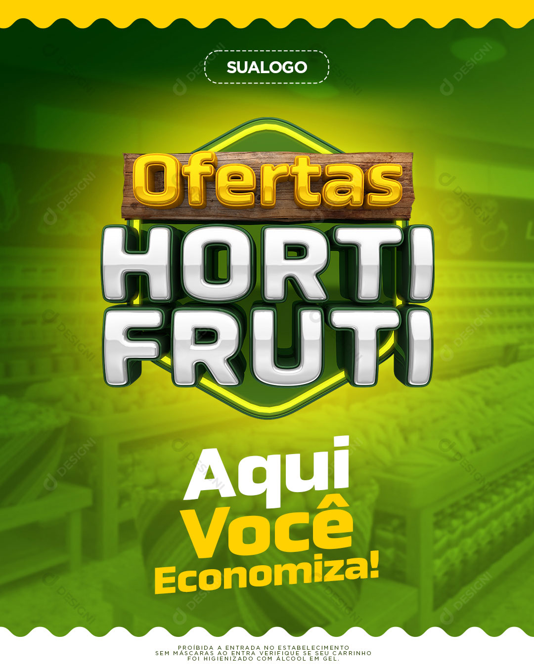 Supermercado Ofertas HortiFruti Aqui Você Economiza Social Media PSD Editável