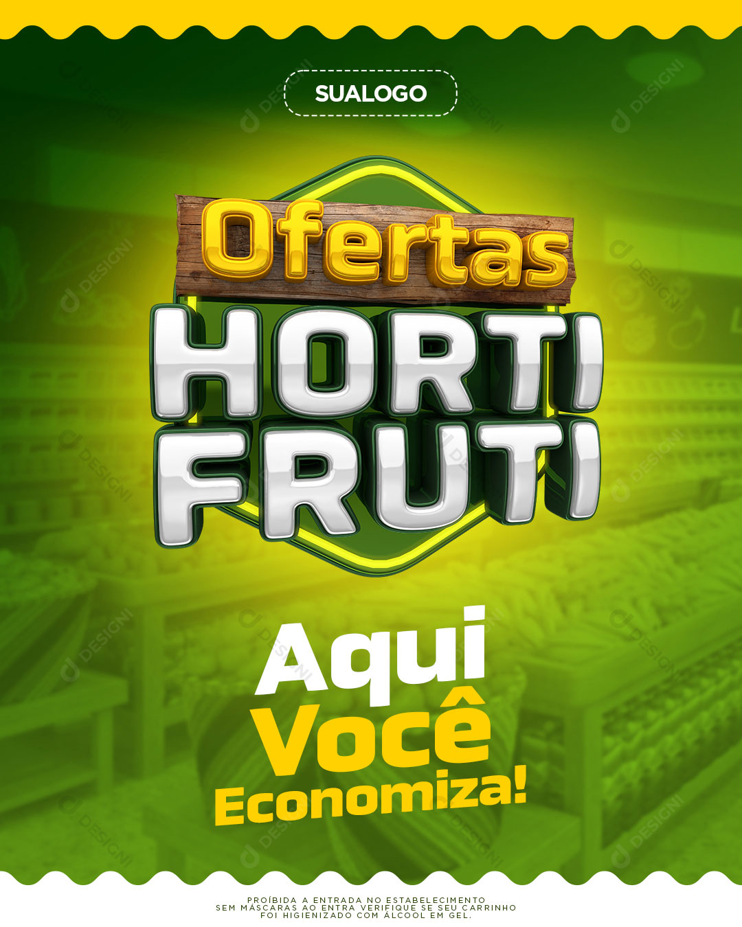 Supermercado Ofertas HortiFruti Aqui Você Economiza Social Media PSD Editável