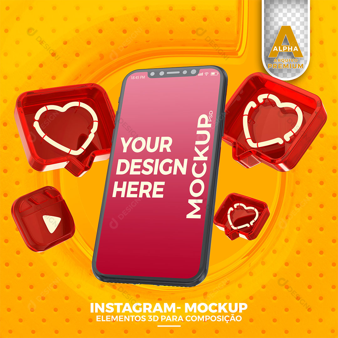 Mockup Celular Instagram Redes Sociais PSD Editável