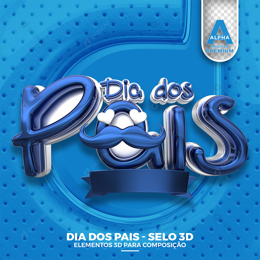 Dia dos Pais Selo 3D PNG Transparente