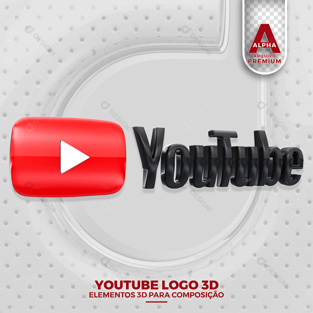 Logo Youtube 3D Elemento Para Composição PNG Transparente