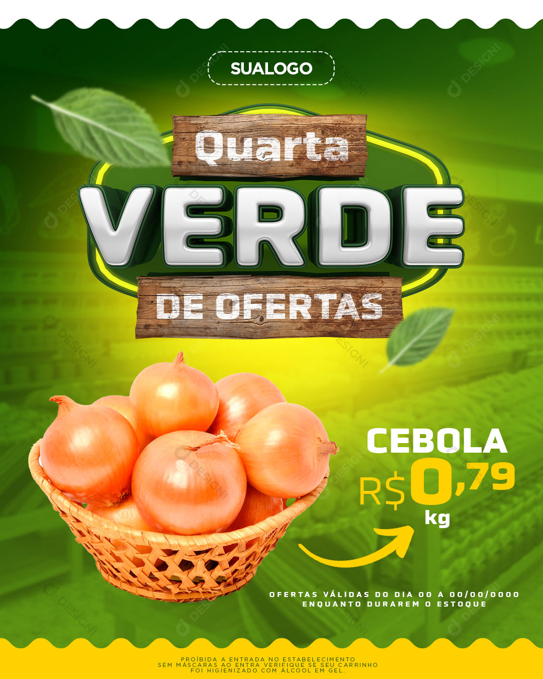 Quarta Verde de Ofertas Cebola Social Media PSD Editável