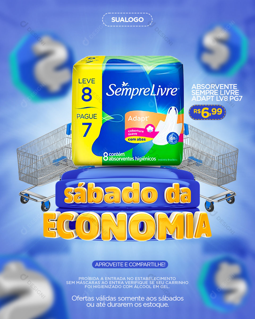 Supermercado Sábado da Economia Produto Social Media PSD Editável