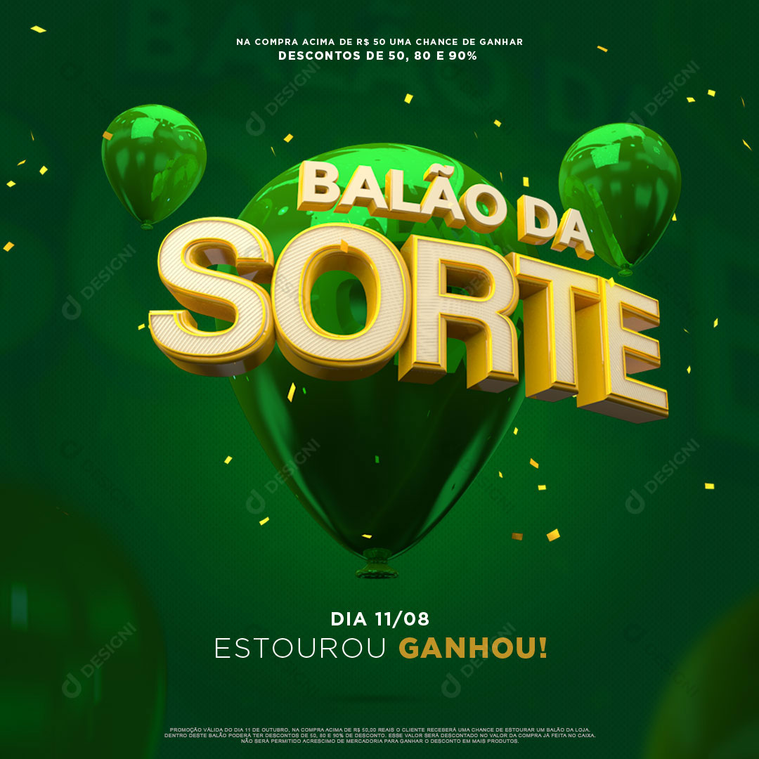 Balão da Sorte Sorteio Social Media PSD + PNG Transparente