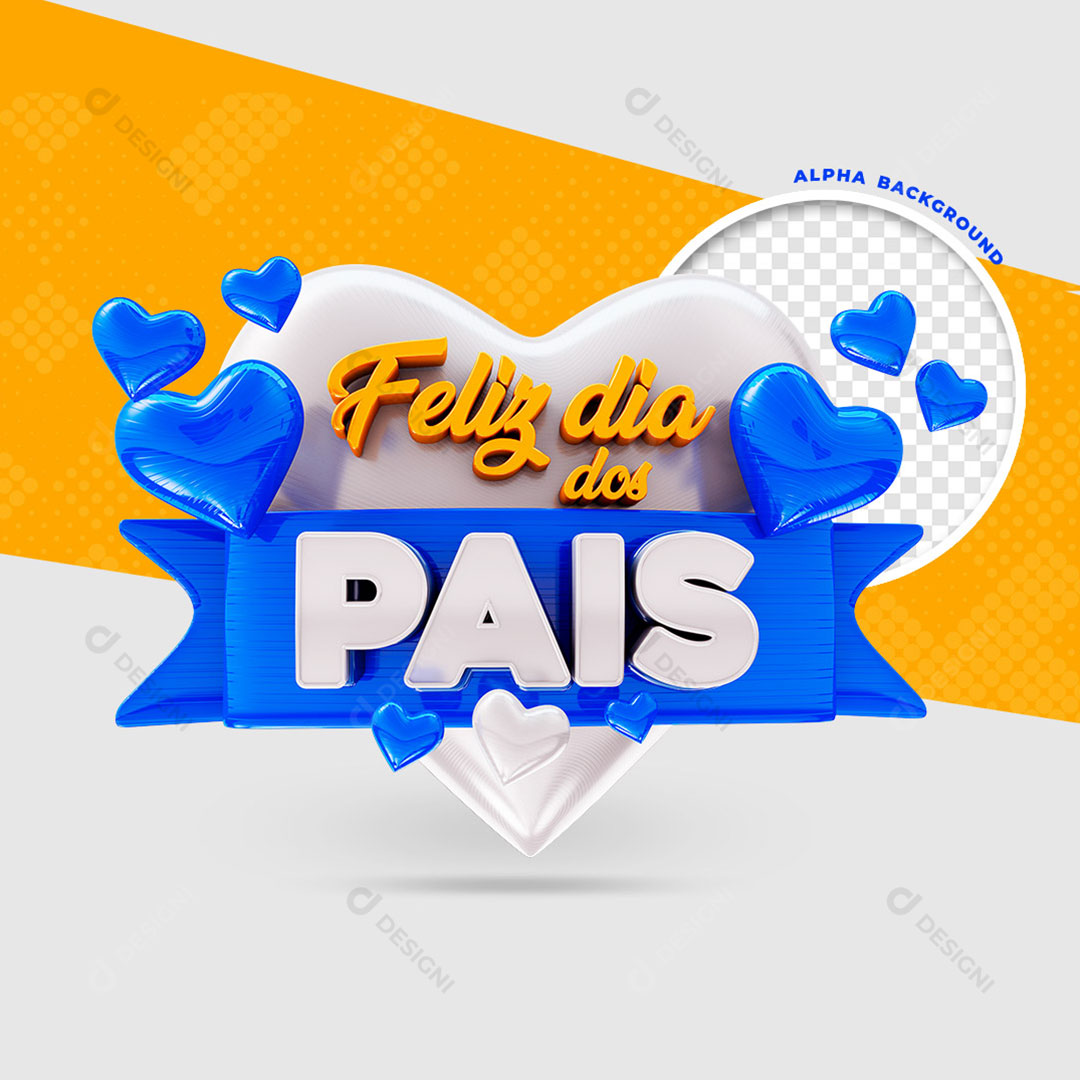 Feliz Dia dos Pais Selo 3D PSD + PNG Transparente