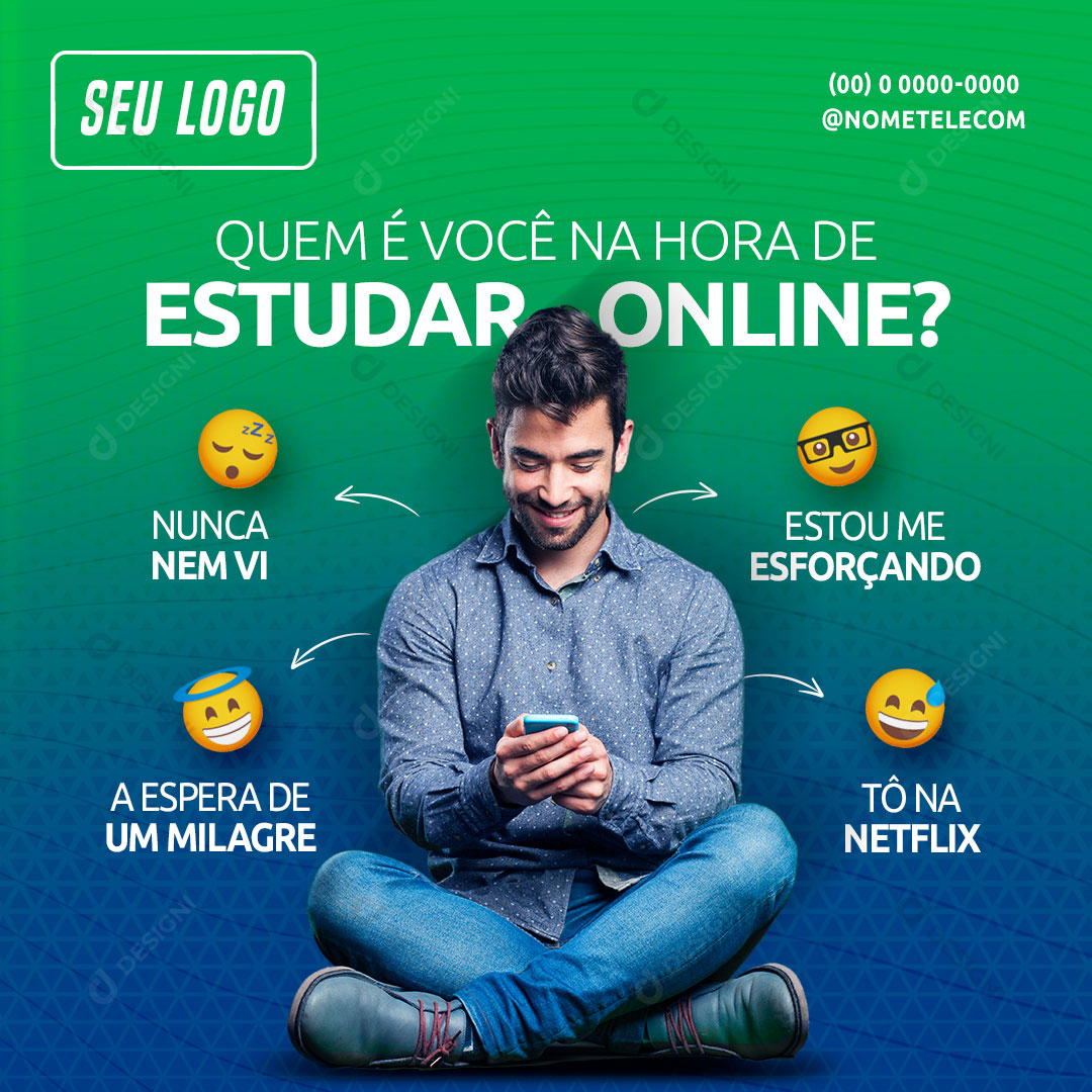 Internet Quem é Você na Hora de Estudar Online Social Media PSD Editável