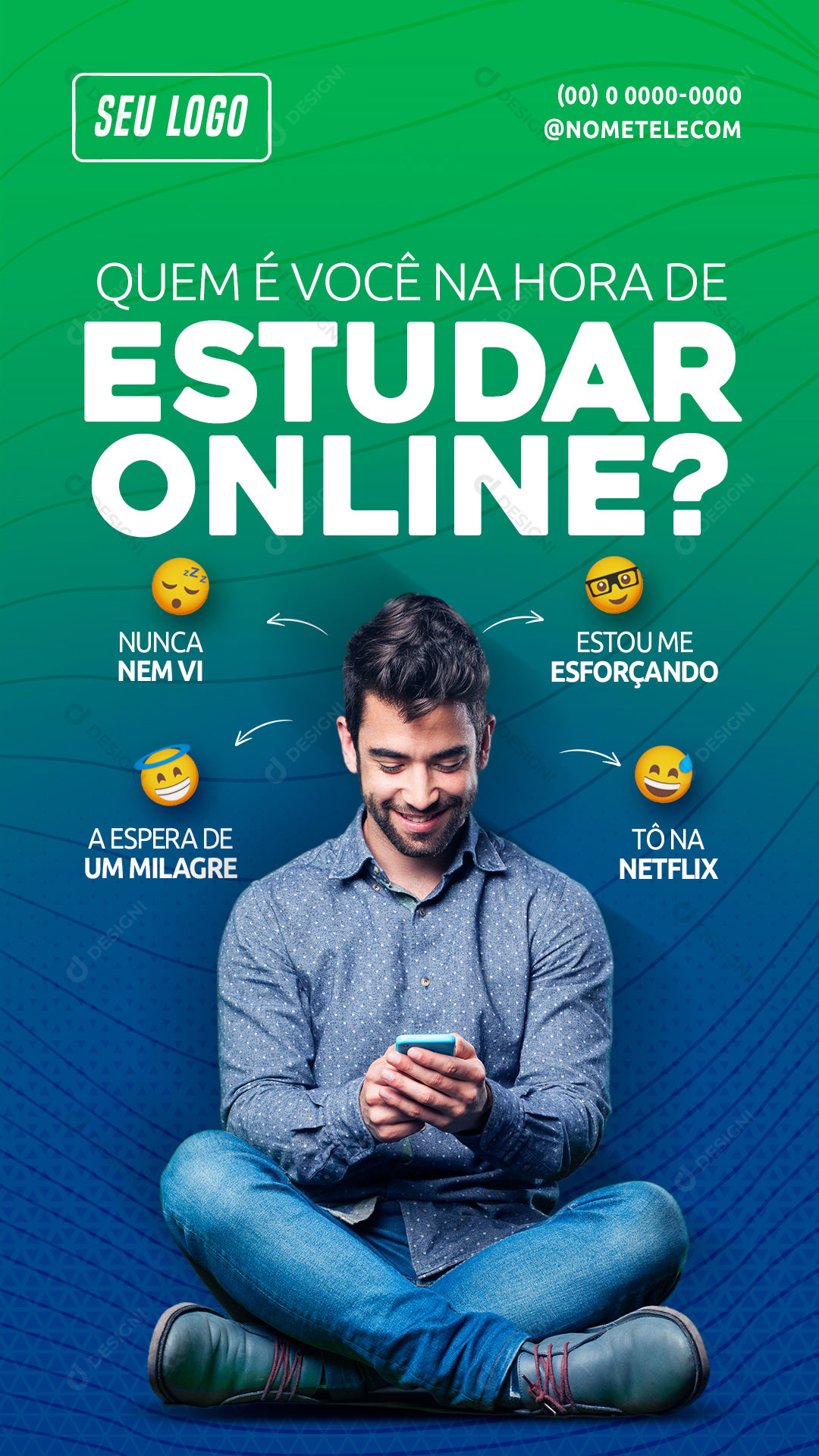 Internet Quem é Você na Hora de Estudar Online Social Media PSD Editável