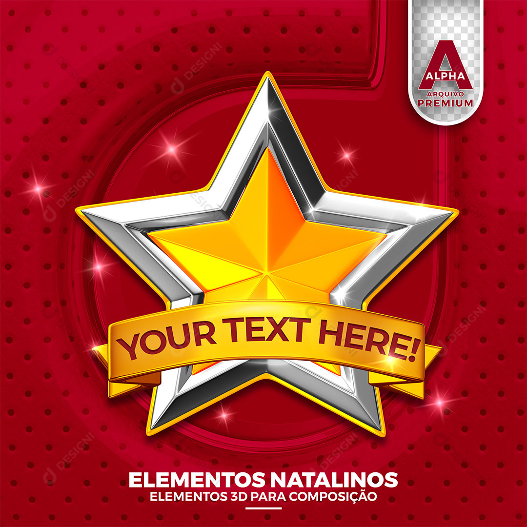 Estrela de Natal Elemento 3D Texto Editável