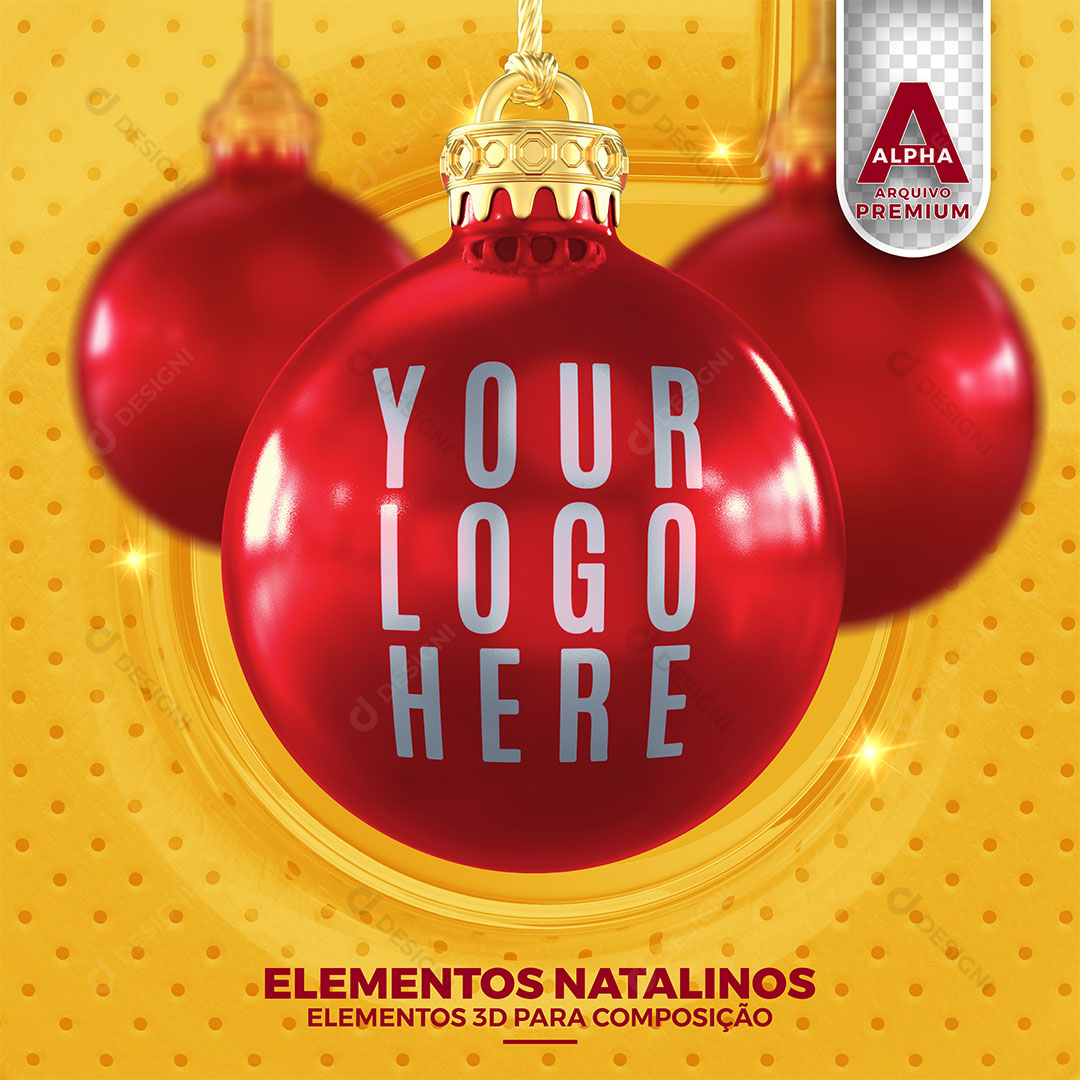 Elemento Natalino 3D Texto 3D PSD