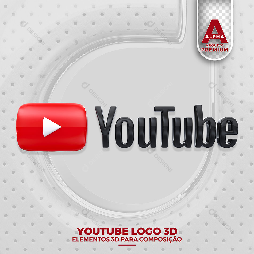 Youtube Logo 3D Elemento Para Composição PNG Transparente