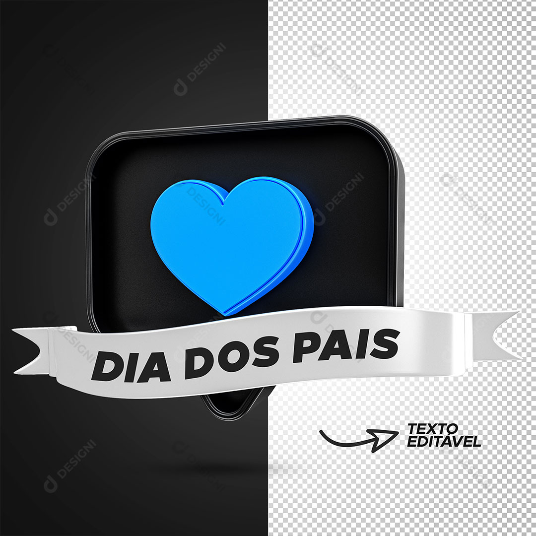 Dia dos Pais Selo 3D PSD Editável + PNG Transparente