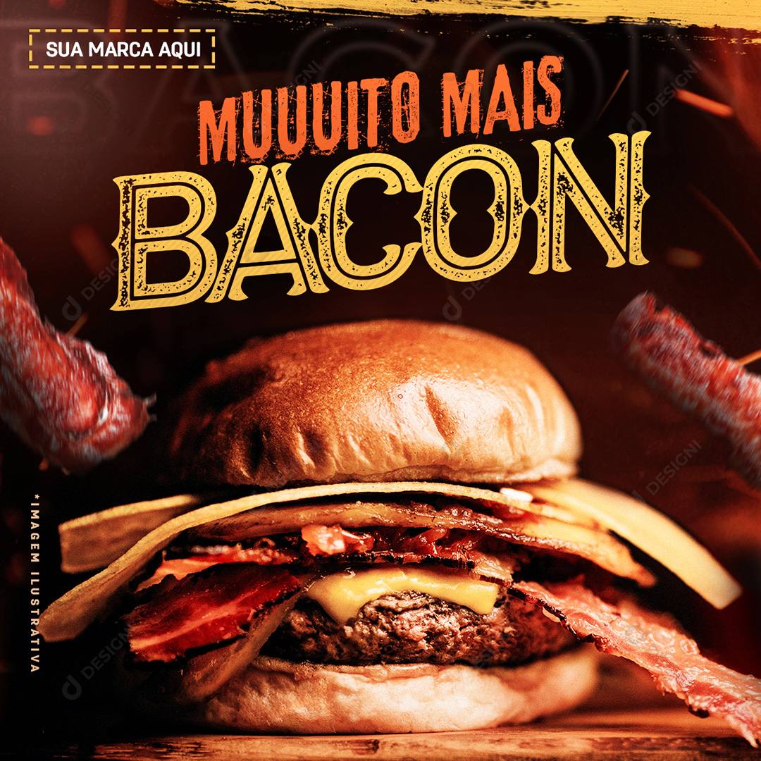 Hamburguer Hamburguerias Bacon Social Media PSD Editável