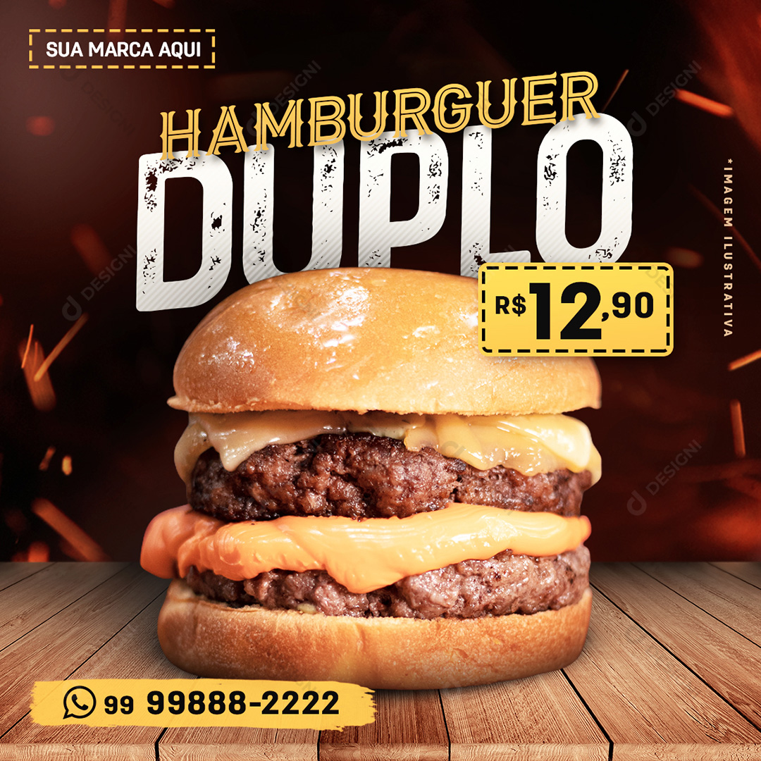 Hambúrguer Hamburguerias Duplo Social Media PSD Editável
