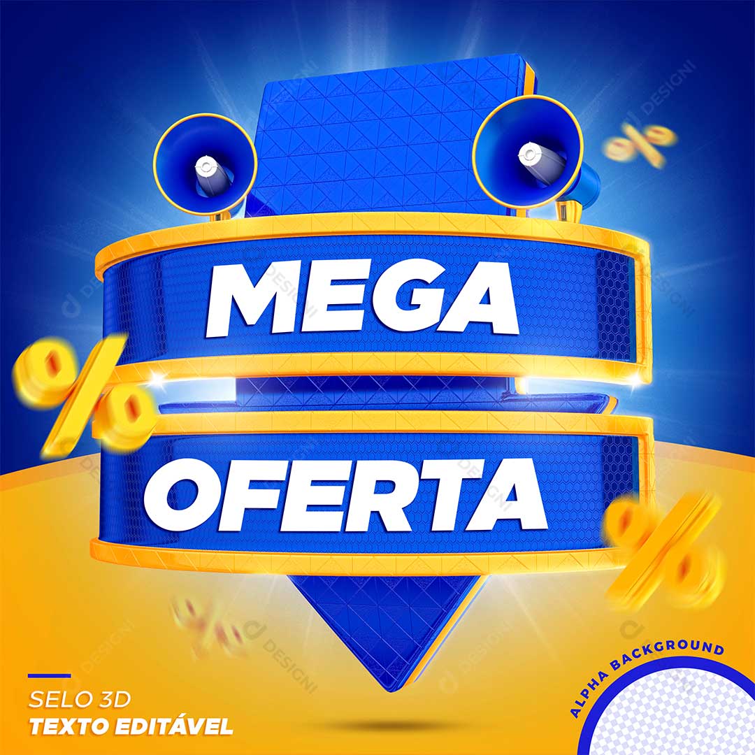 Mega Oferta Selo 3D Texto Editável PSD + PNG Transparente