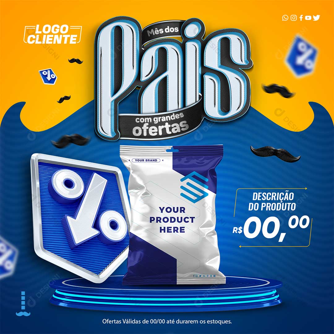 Social Media Mês dos Pais Com Grandes Ofertas PSD Editável