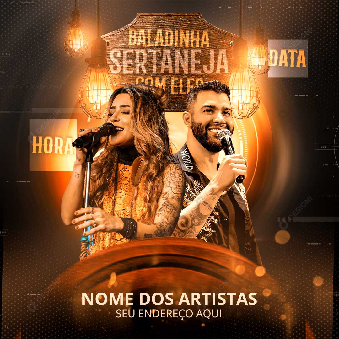 Flyer Baladinha Sertanejo Artistas Social Media PSD Editável