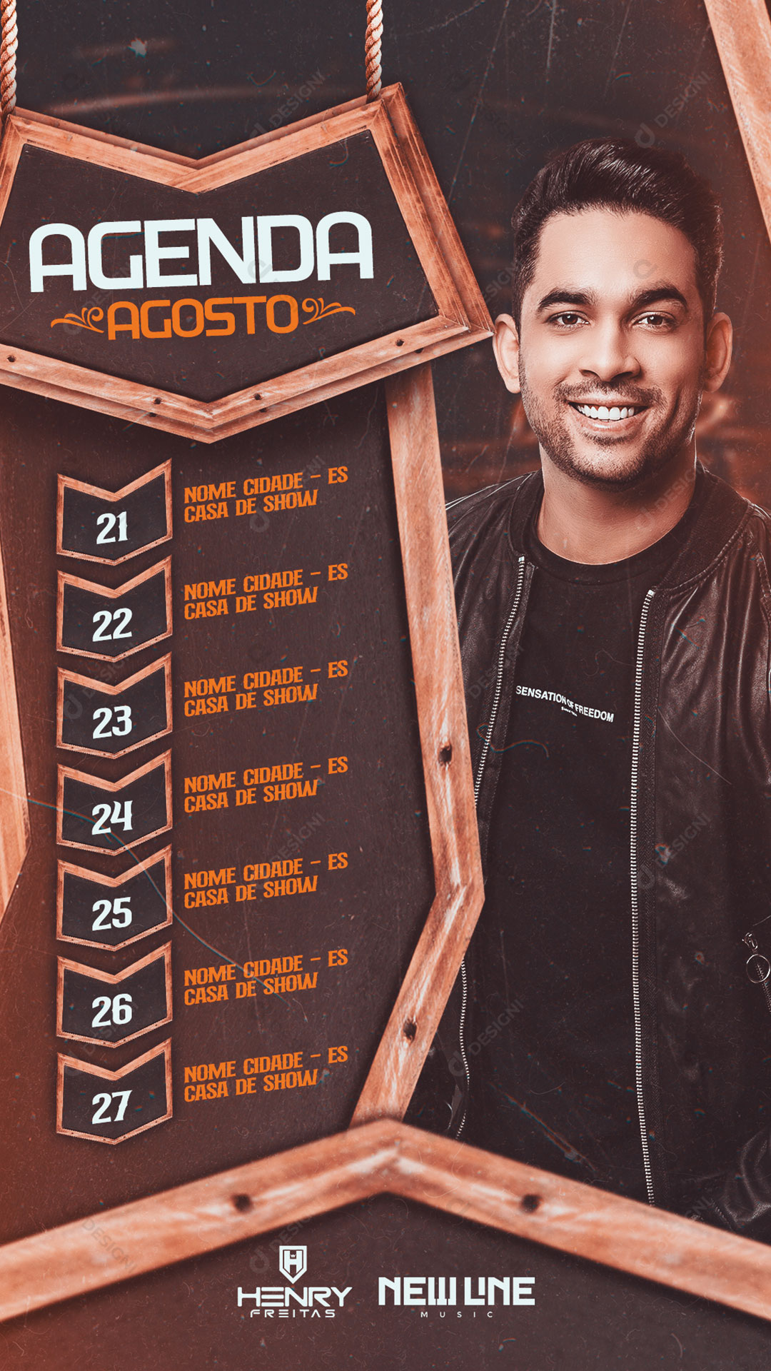 Story Flyer Agenda de Show Artista Social Media PSD Editável