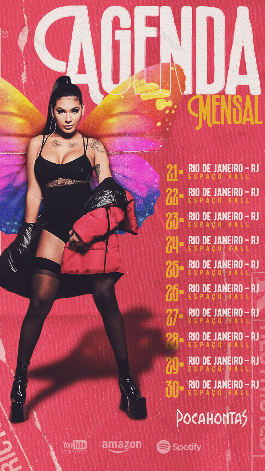 Story Flyer Agenda Semanal Cantora Social Media PSD Editável