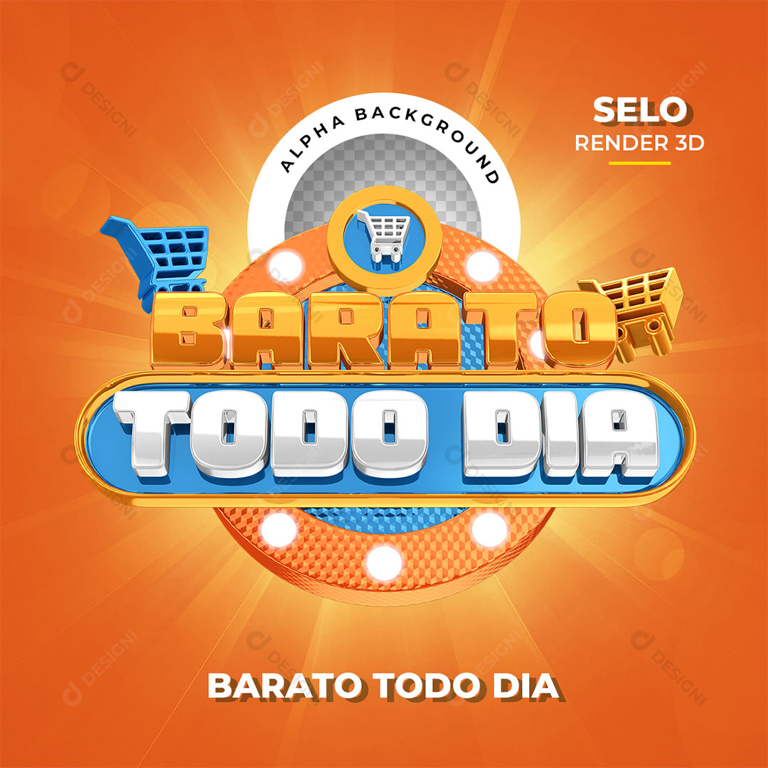 Barato Todo Dia Selo 3D PNG Transparente