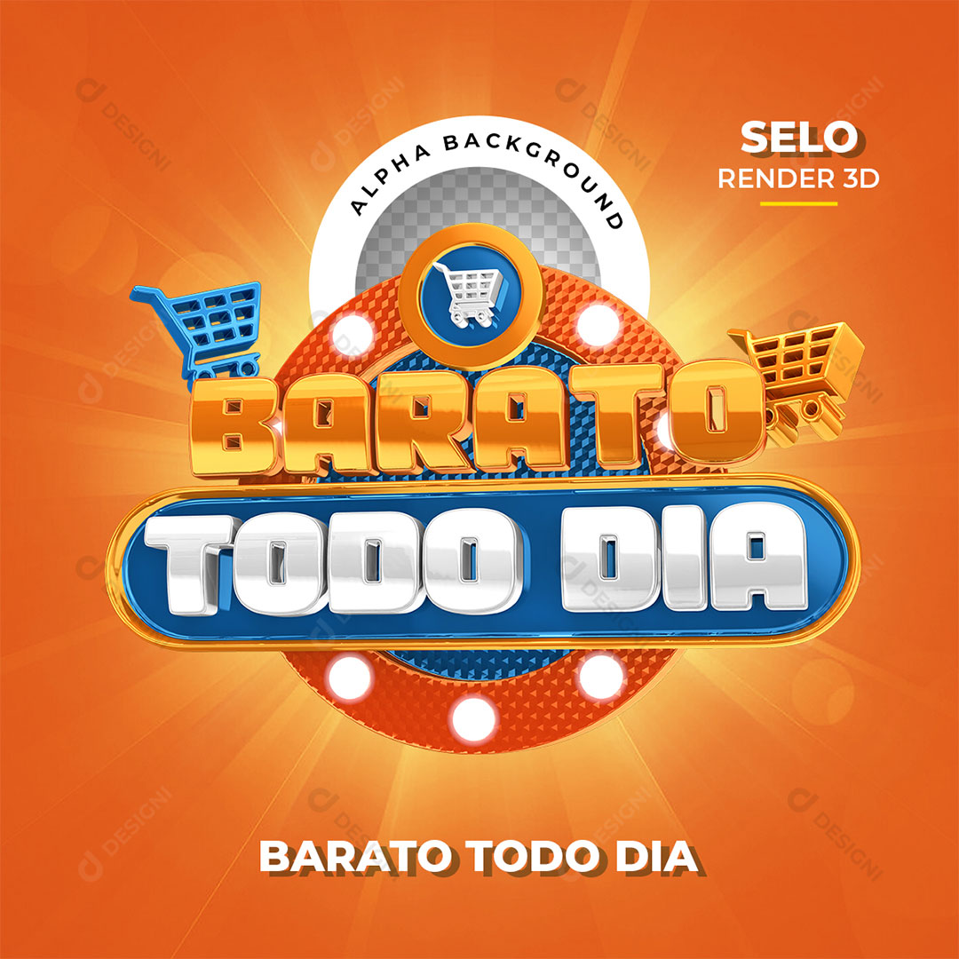 Barato Todo Dia Selo 3D PNG Transparente