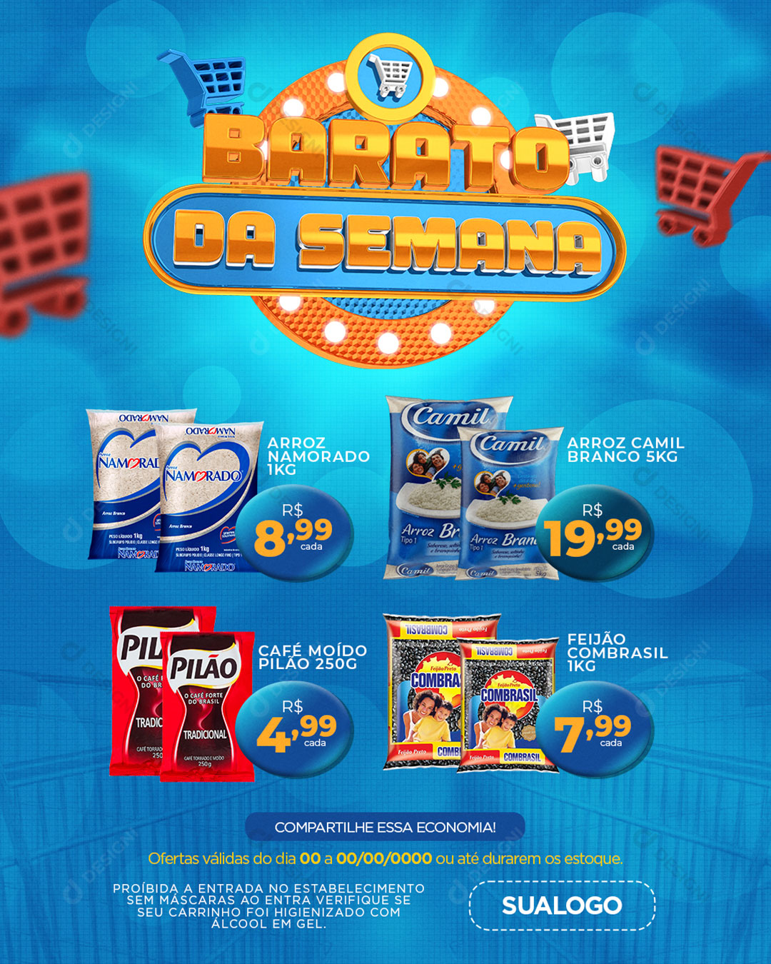 Supermercado Barato da Semana Produtos Social Media PSD Editável