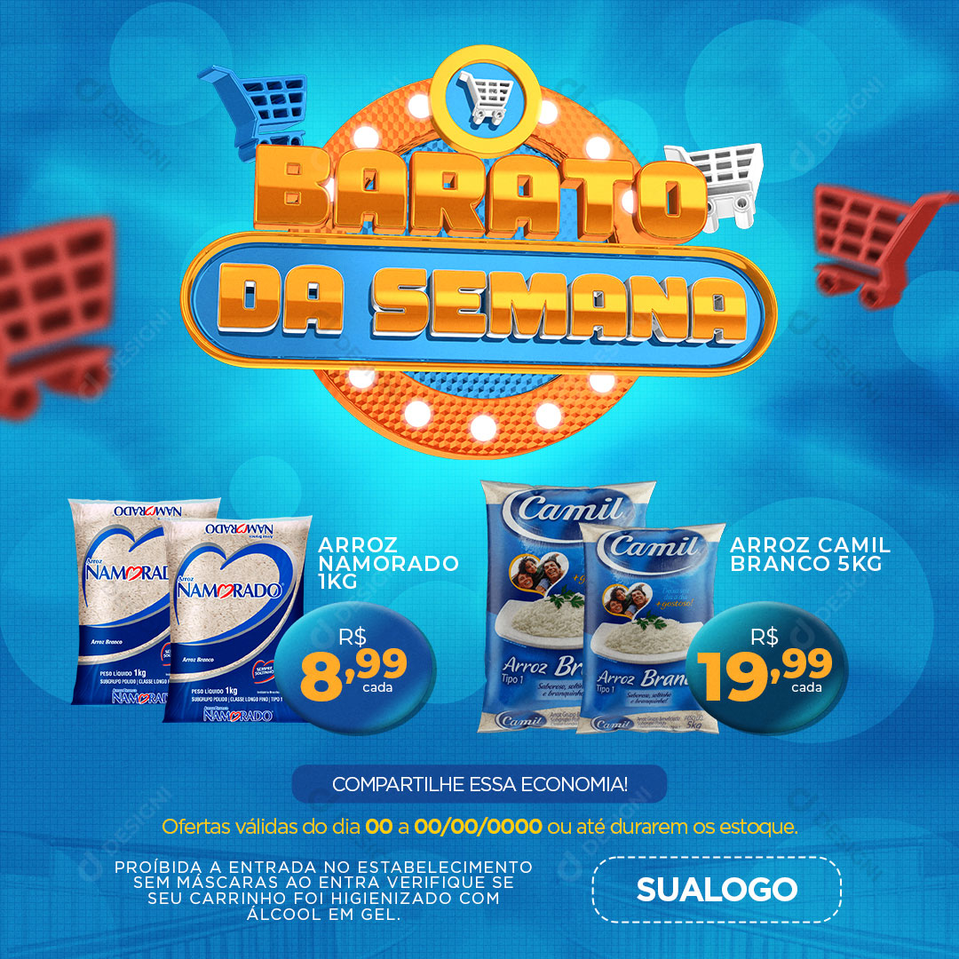 Supermercado Barato da Semana Produtos Social Media PSD Editável