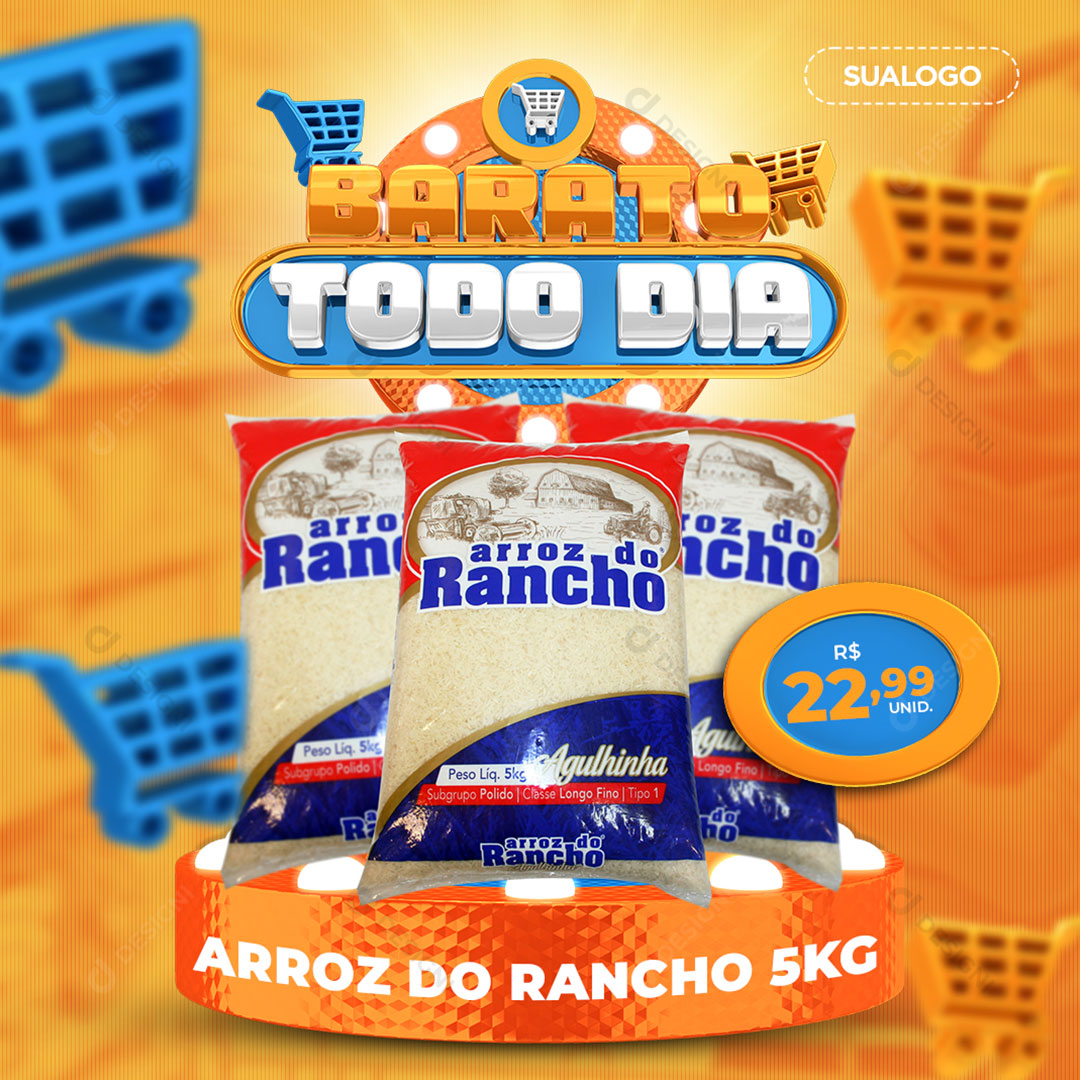 Supermercado Barato Todo Dia Produto Social Media PSD Editável
