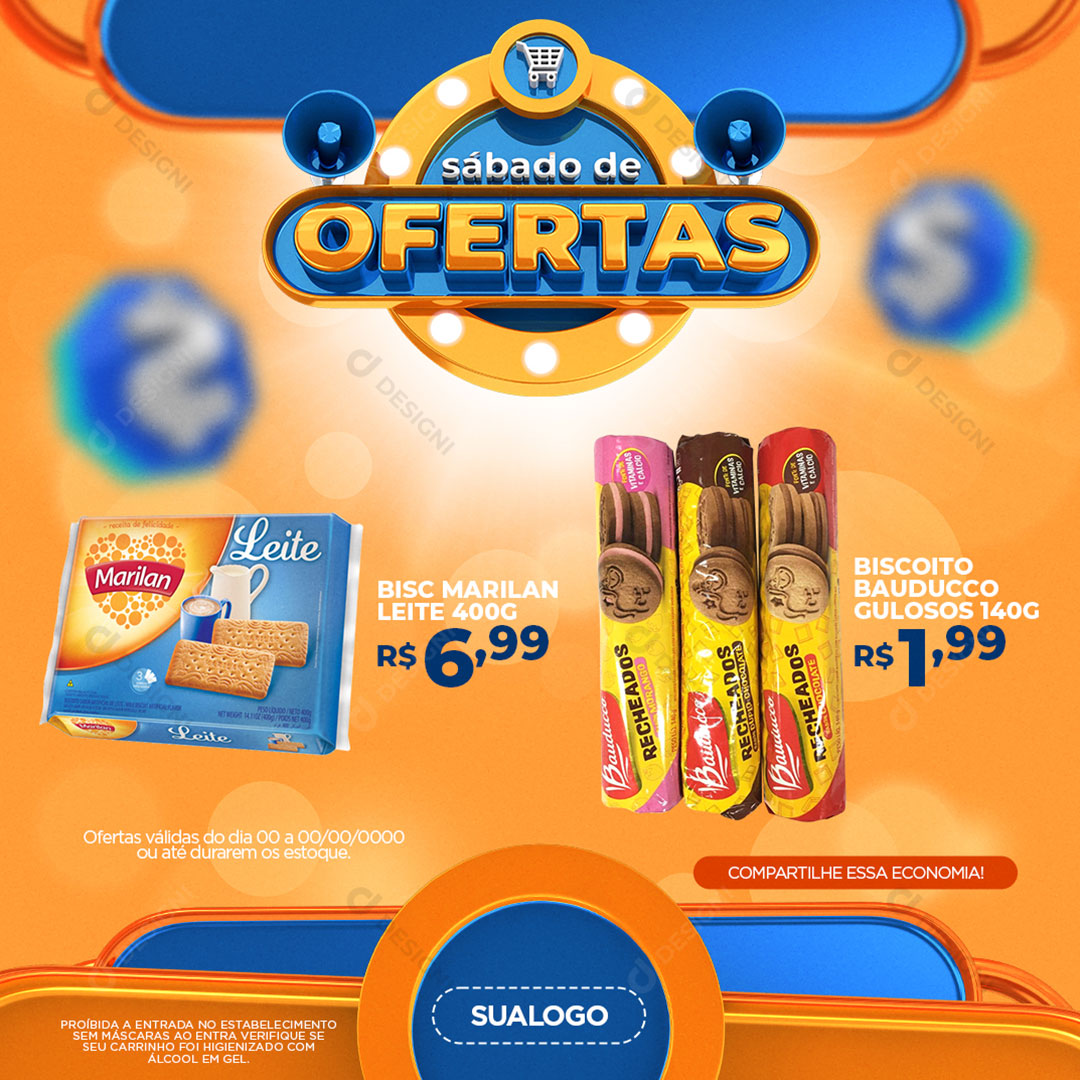 Supermercado Sábado de Ofertas Produtos Social Media PSD Editável