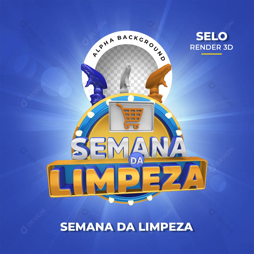 Semana da Limpeza Selo 3D PNG Transparente