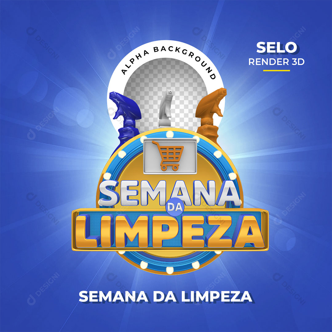 Semana da Limpeza Selo 3D PNG Transparente