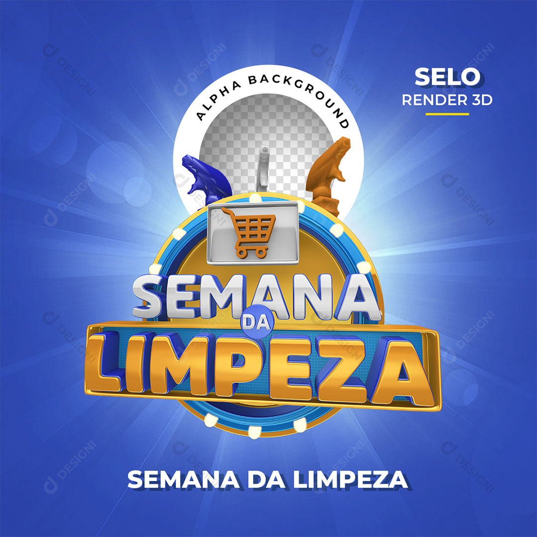 Semana da Limpeza Selo 3D PNG Transparente