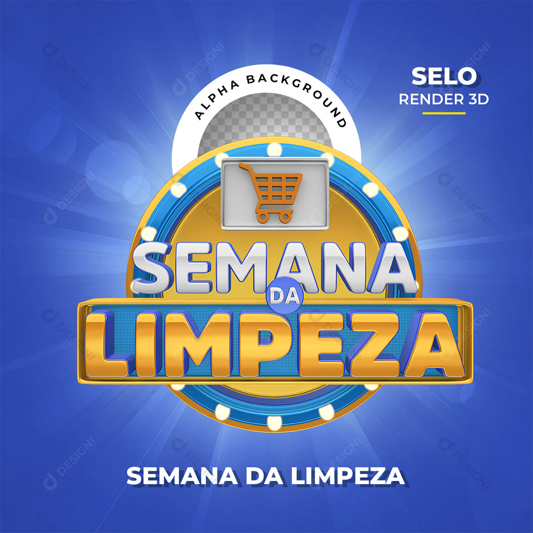 Semana da Limpeza Selo 3D PNG Transparente