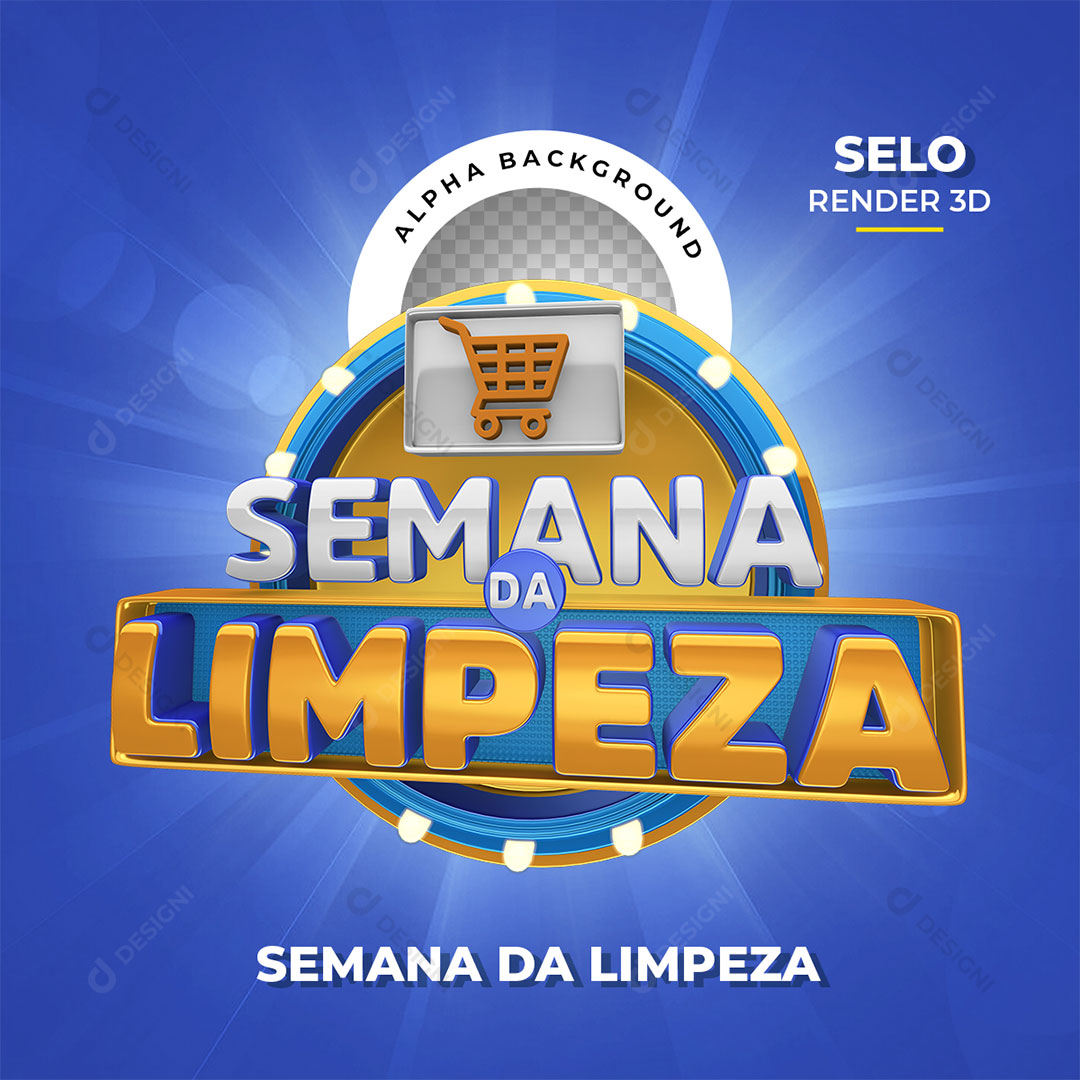 Semana da Limpeza Selo 3D PNG Transparente