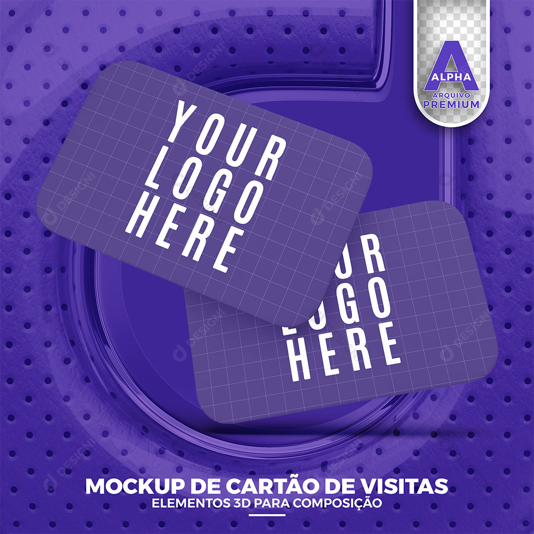 Mockup de Cartão de Visita Elemento 3D PSD Editável