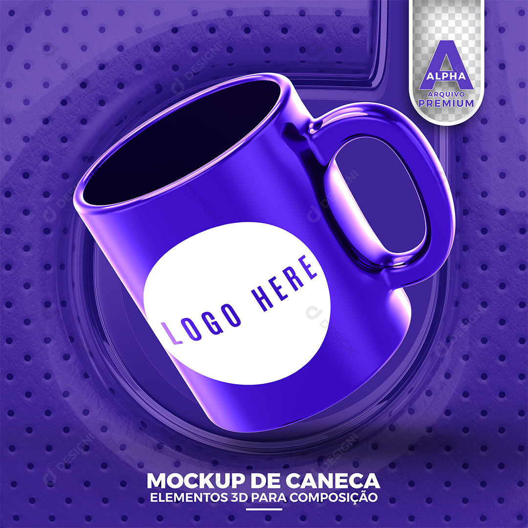 Mockup de Caneca Elemento 3D PSD Editável