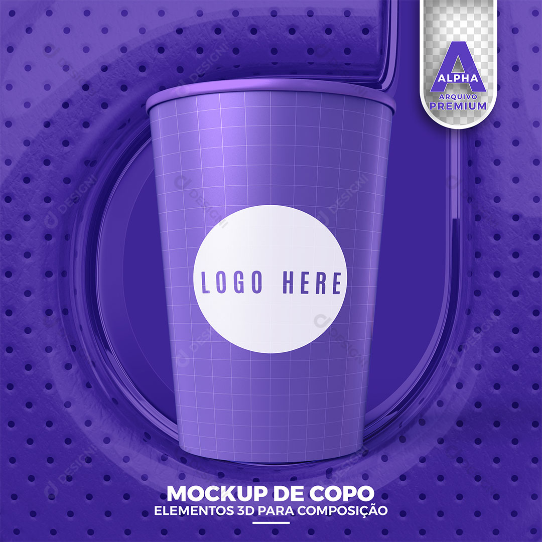 Mockup de Copo Elemento 3D Para Composição PSD Editável