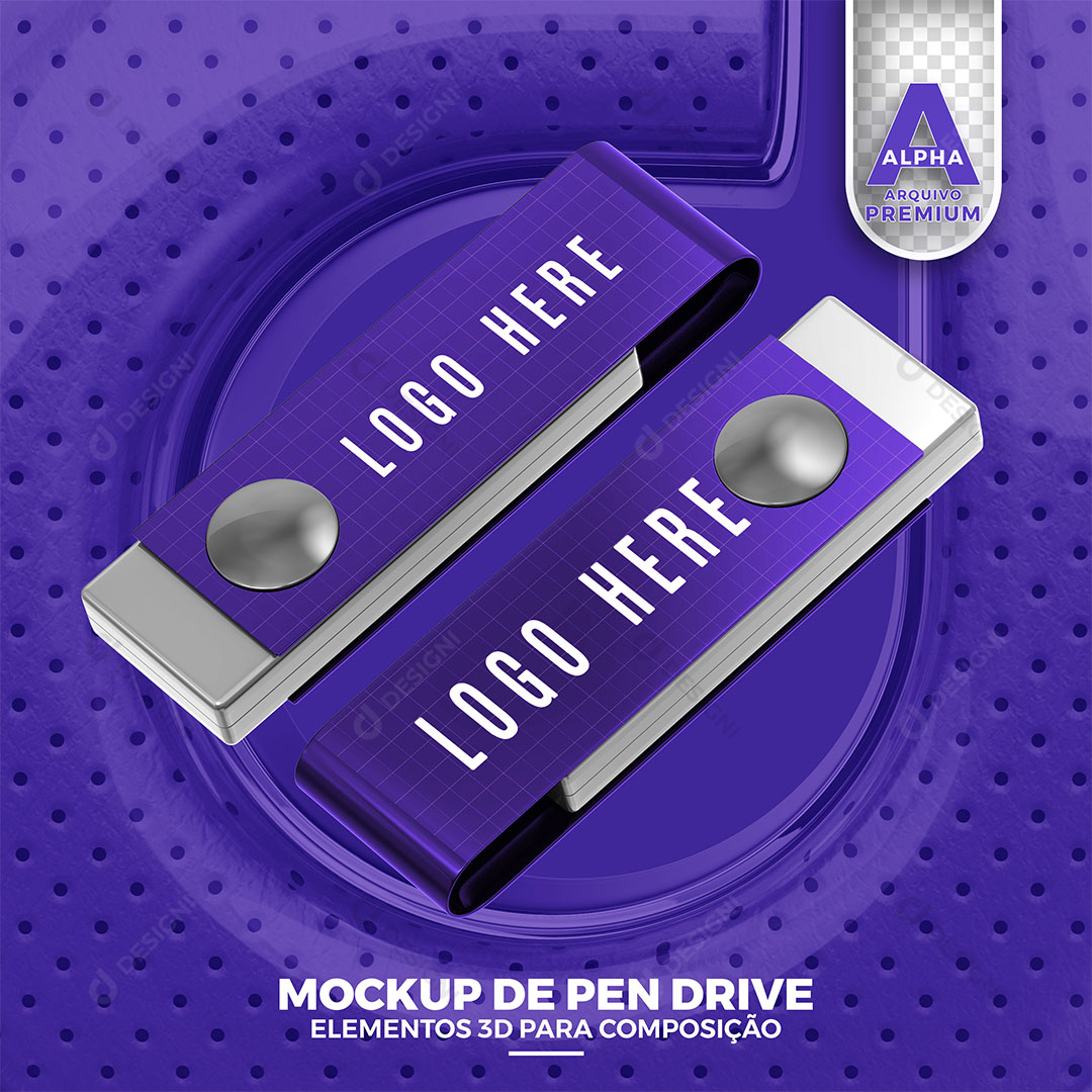 Mockup de Pen Drive Elemento 3D PSD Editável