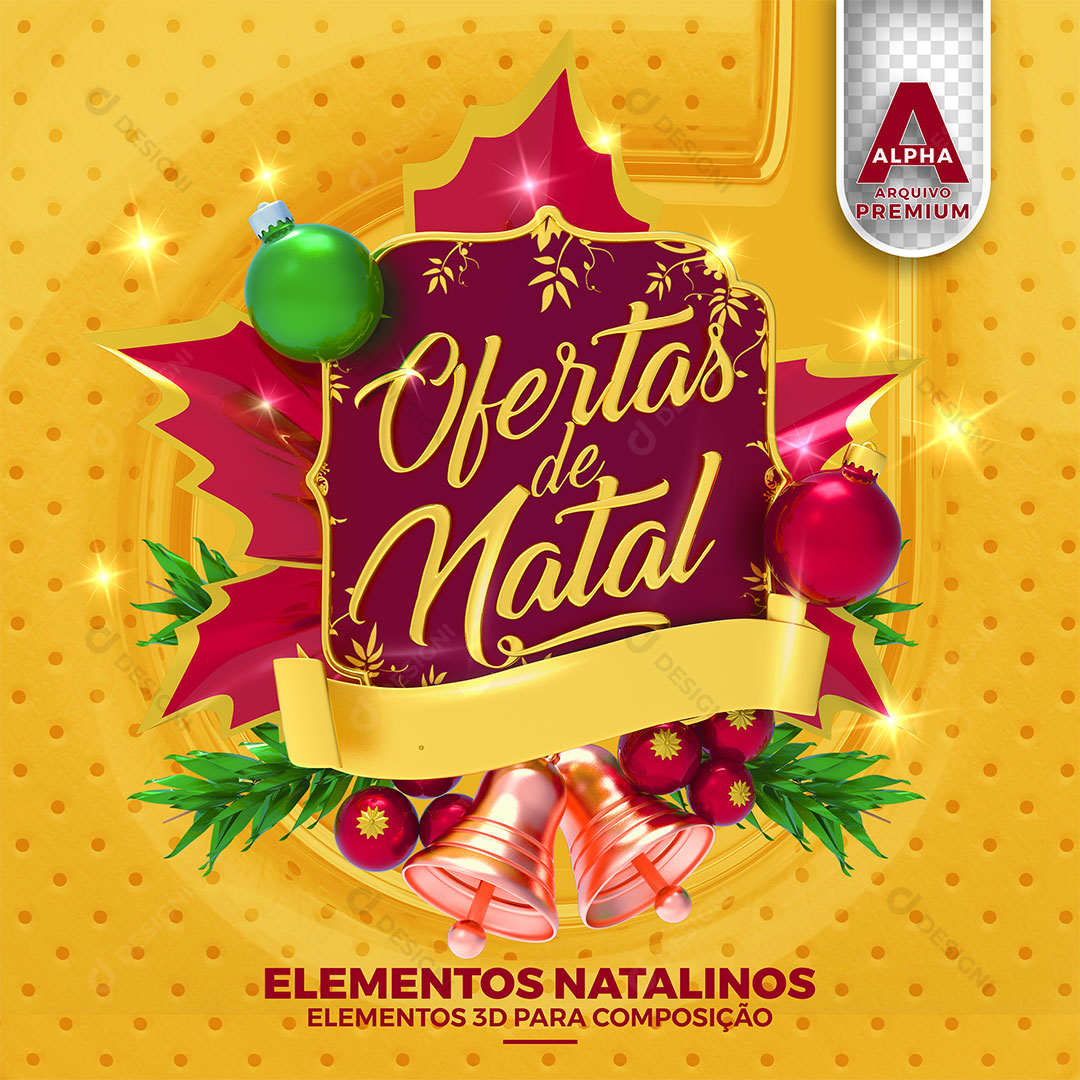 Ofertas de Natal Selo 3D PSD Editável