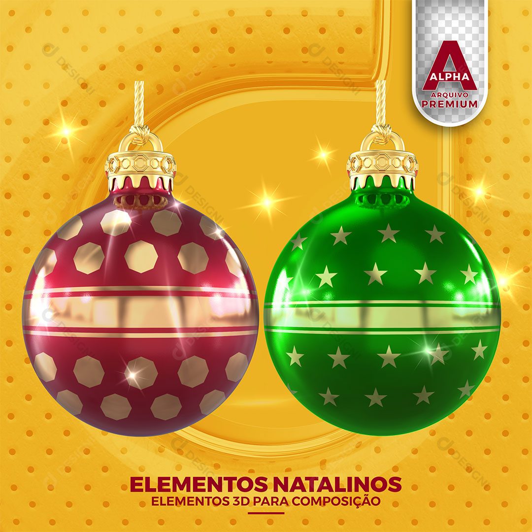 Elemento Natalino 3D Para Composição PSD Editável