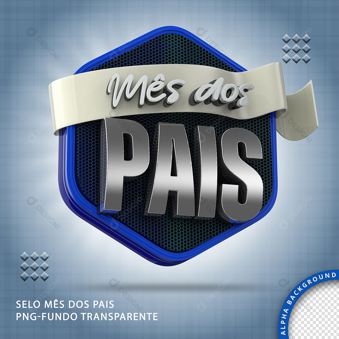 Mês dos Pais Selo 3D PNG Transparente Sem Fundo