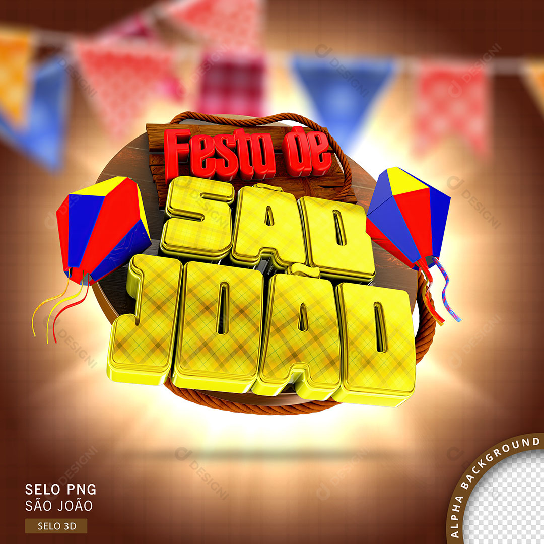 Festa de São João Selo 3D PNG Transparente Sem Fundo