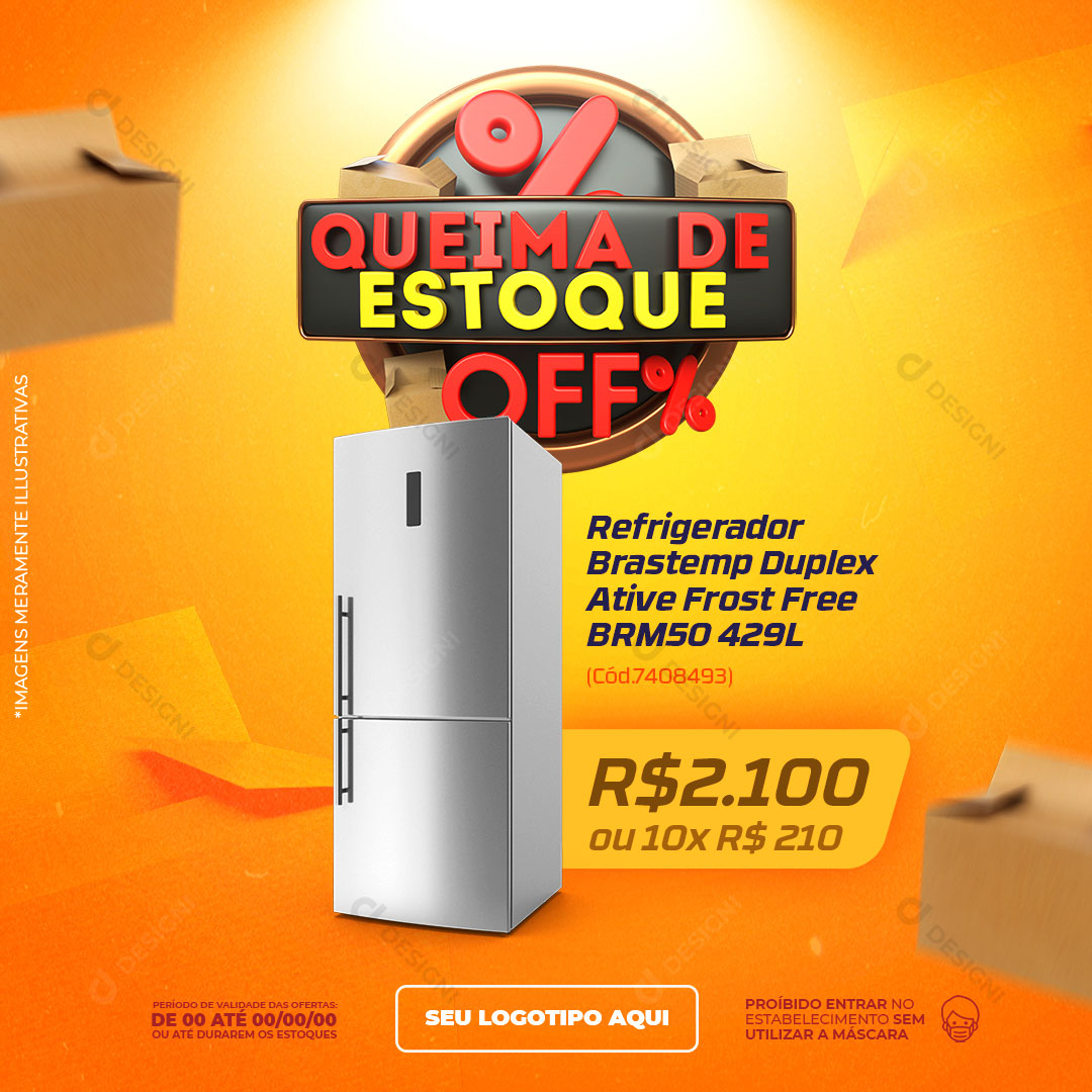 Lojas Queima de Estoque Produto Social Media Editável