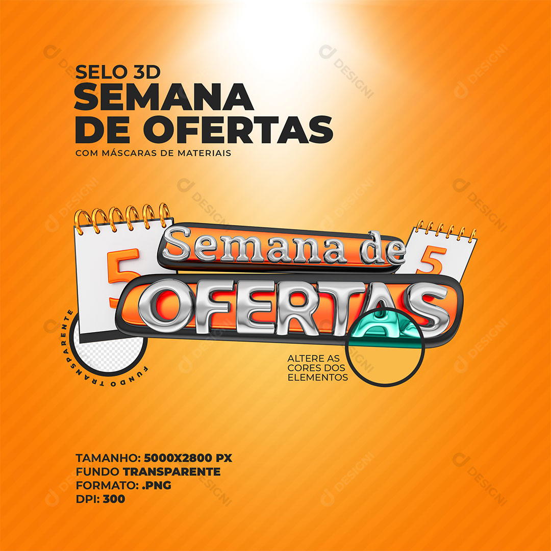 Semana de Ofertas Selo 3D PSD Editável