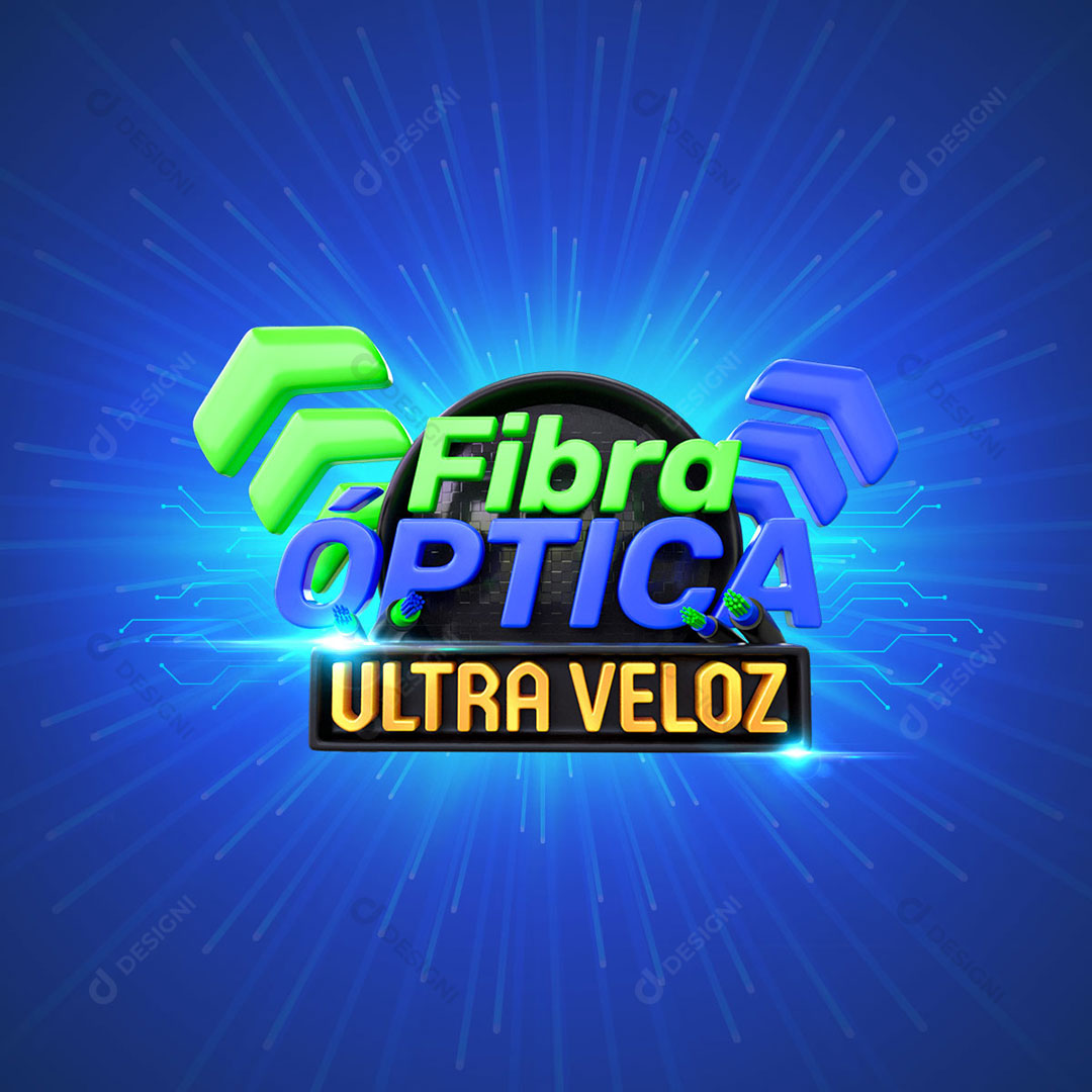 Internet Fibra Óptica Ultra Veloz Selo 3D PNG Transparente